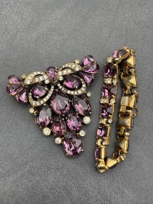 Large Vintage / Antique Rhinestone Brooch/ Bracelet Signed EISENBERG ORIGINAL!