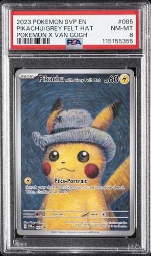 2023 POKEMON SVP EN-SV BLACK STAR PROMO #085 PIKACHU WITH GREY FELT HAT PSA 8
