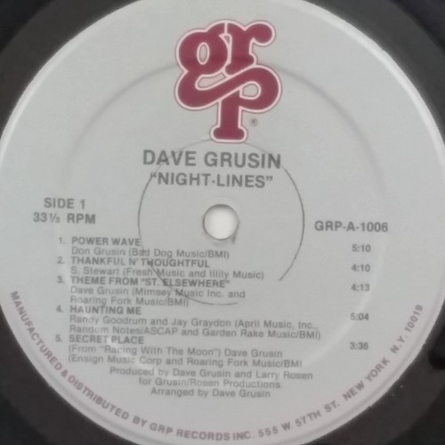 DAVE GRUSIN Night Lines GRP1006 Sterling LP Vinyl VG++ Cover VG+ Sleeve 1984 - Picture 4 of 4