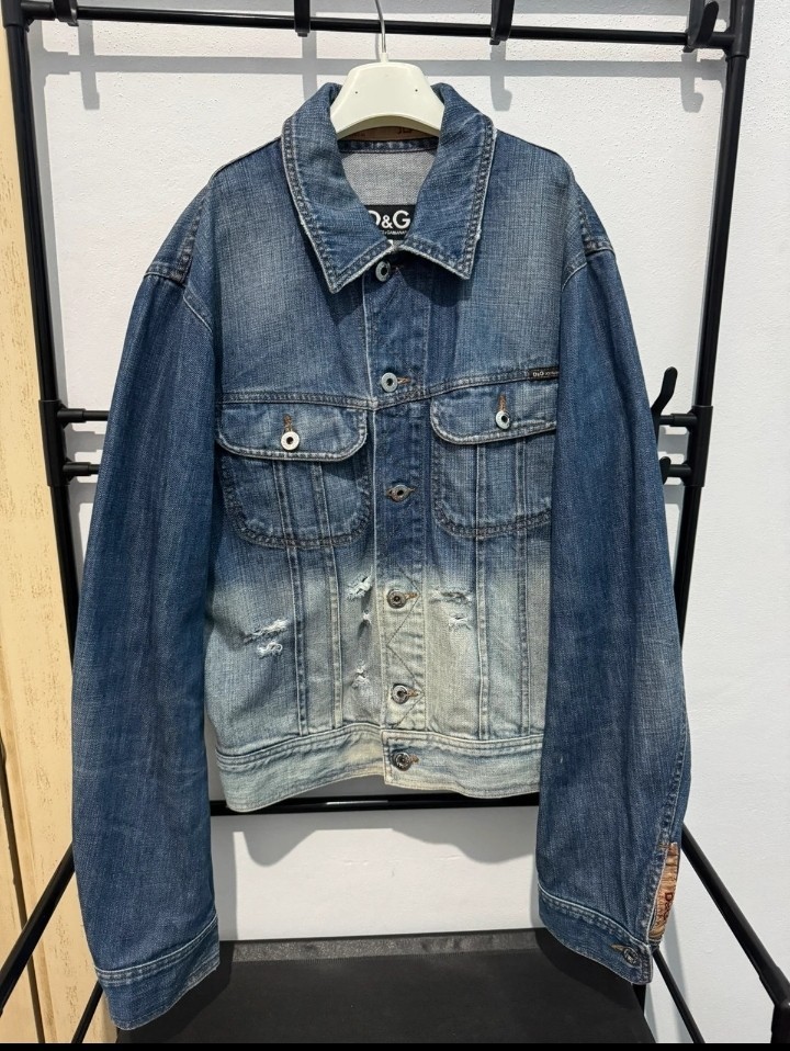 D&G Dolce & Gabbana giacca jeans uomo blu S regular denim corta bottoni logo
