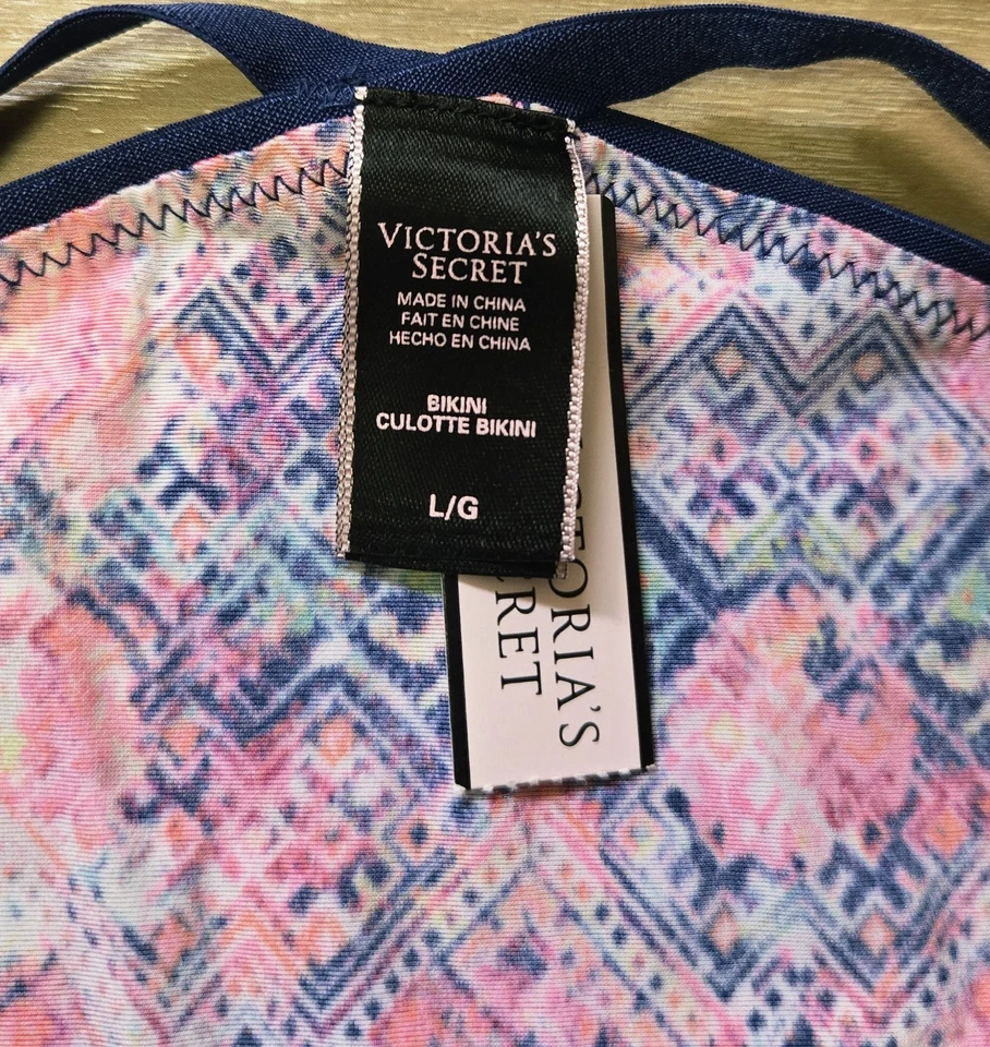 NWT Victoria's Secret Mosaic Silky Smooth Strappy Triple String Bikini Panties L - Image 3 of 3