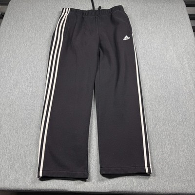 adidas Sweatpants Mens LT Black White 3 Stripe Fleece Core Casual Lounge Joggers