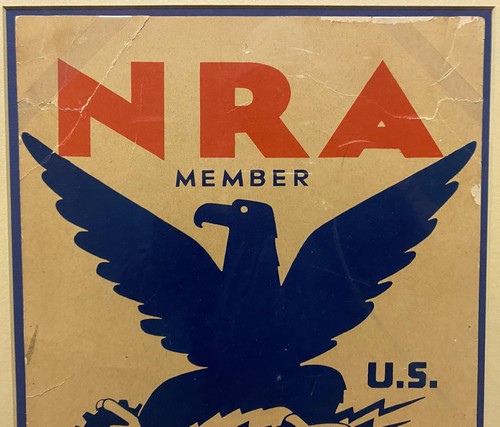 Vintage 1930er NRA Mitglied National Recovery Administration Poster Schild FDR gerahmt - Bild 3 von 6