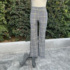Vintage Y2K Crece Black White Plaid Houndstooth Wide Leg Pants USA Made Small