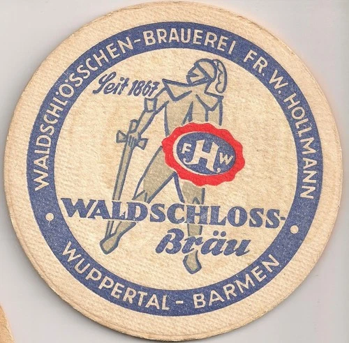 Waldschlösschen brewery, Wuppertal-Barmen - old beer mat "Waldschloss-Bräu"