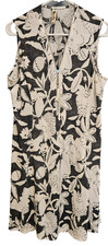 Shoreline Dress Gray White Floral Short Sleeves Dress Romper Beach Coverup WS35