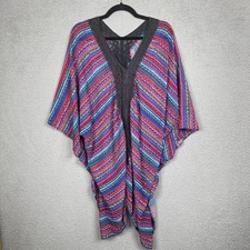 Miraclesuit Cover Up Womens One Size Multicolor Stripe Kaftan Beachy Coastal