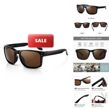 SUNGAIT Polarized Sports Sunglasses Men Women Brown Retro Square Shades UV400