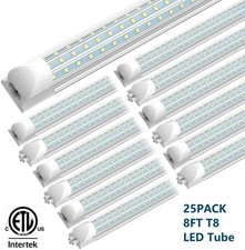 25P 8FT LED Tube Light 120W 6000K Linkable Shop Lamp Fixture for Garage Workshop