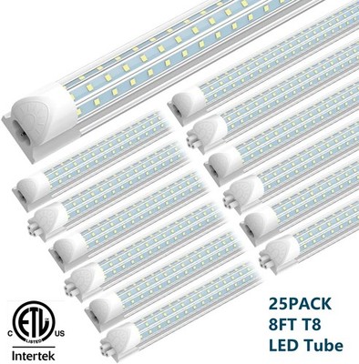 25Pack T8 8FT LED Shop Light Fixtures 6000K Linkable 120W Bright LED Tube Light