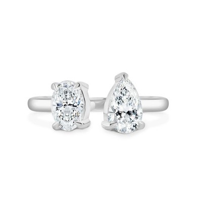 Ehering Diamant 950 Platin E F VVS2 Birne/Oval 2 Karat CVD IGI Lab Grown