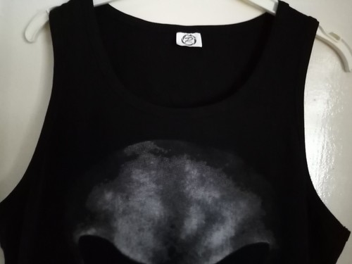 T-Shirt Skull Vest Sleeveless Medium Black Biker Graphic Print Tee Womans - Picture 8 of 24