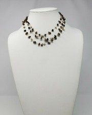 Women  s Multi Strand Necklace Multi Shape Earth Tone Beads Silver Tone Unbranded