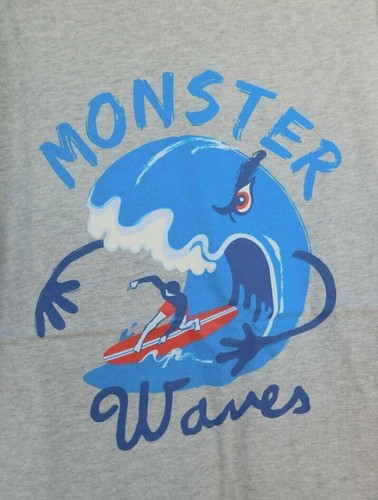 Gap T-Shirt Boy Heather Gray Blue SIZES L XL XXL Monster Waves Surfing NEW - Picture 2 of 4