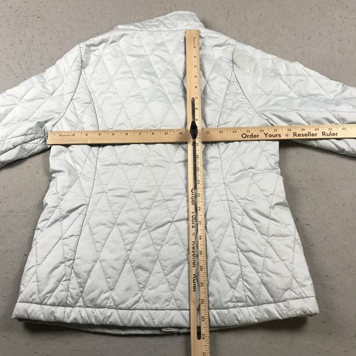 Patagonia Jacket Girls Kids XL 14 Light Blue Diamond Nano Puff Primaloft Zip - Picture 13 of 15