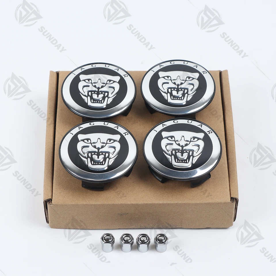 4 X Wheel Center Caps 56mm Fit for Jaguar XJ XJR XK XF Type Growler Black - Image 4 of 4