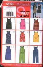 5168 Butterick Vintage SEWING Pattern Girls Loose Fitting A Line Jumper Jumpsuit