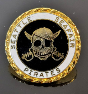 Vintage Seattle Seafair Pirates screw back pin-white and black enamel