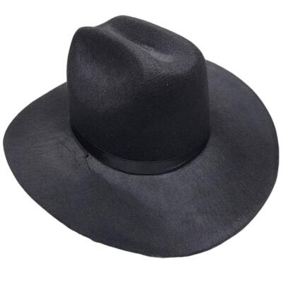Black Cowboy Hat Chin Strap Cowgirl Sheriff Deputy Desperado  display picture 1
