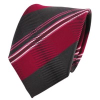 Tigertie Designer Seidenkrawatte Rot Anthrazit Silber Gestreift - Krawatte Seide