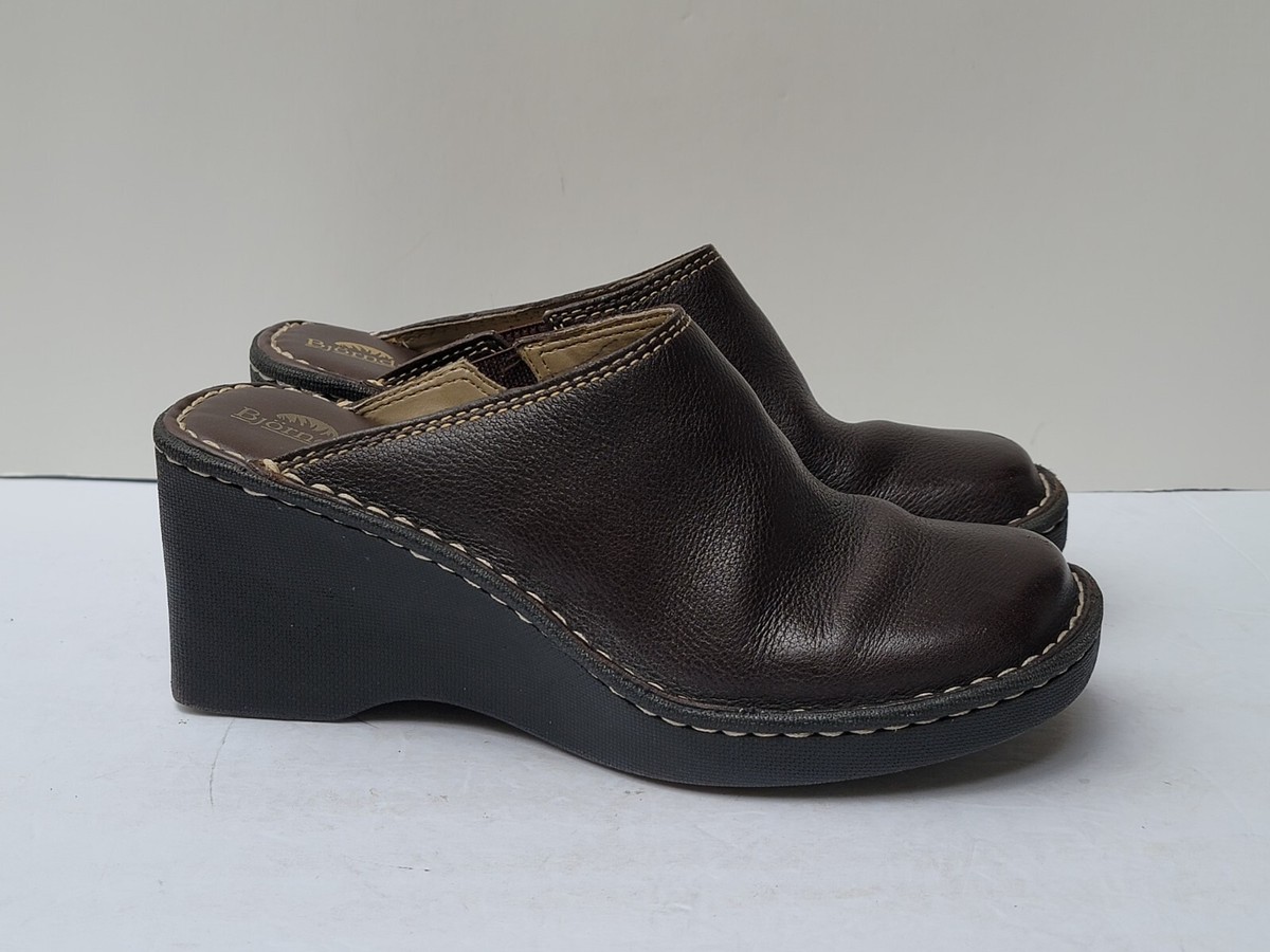Bjorndal Traveler Leather Brown Slip On Clog Shoes Size-8M