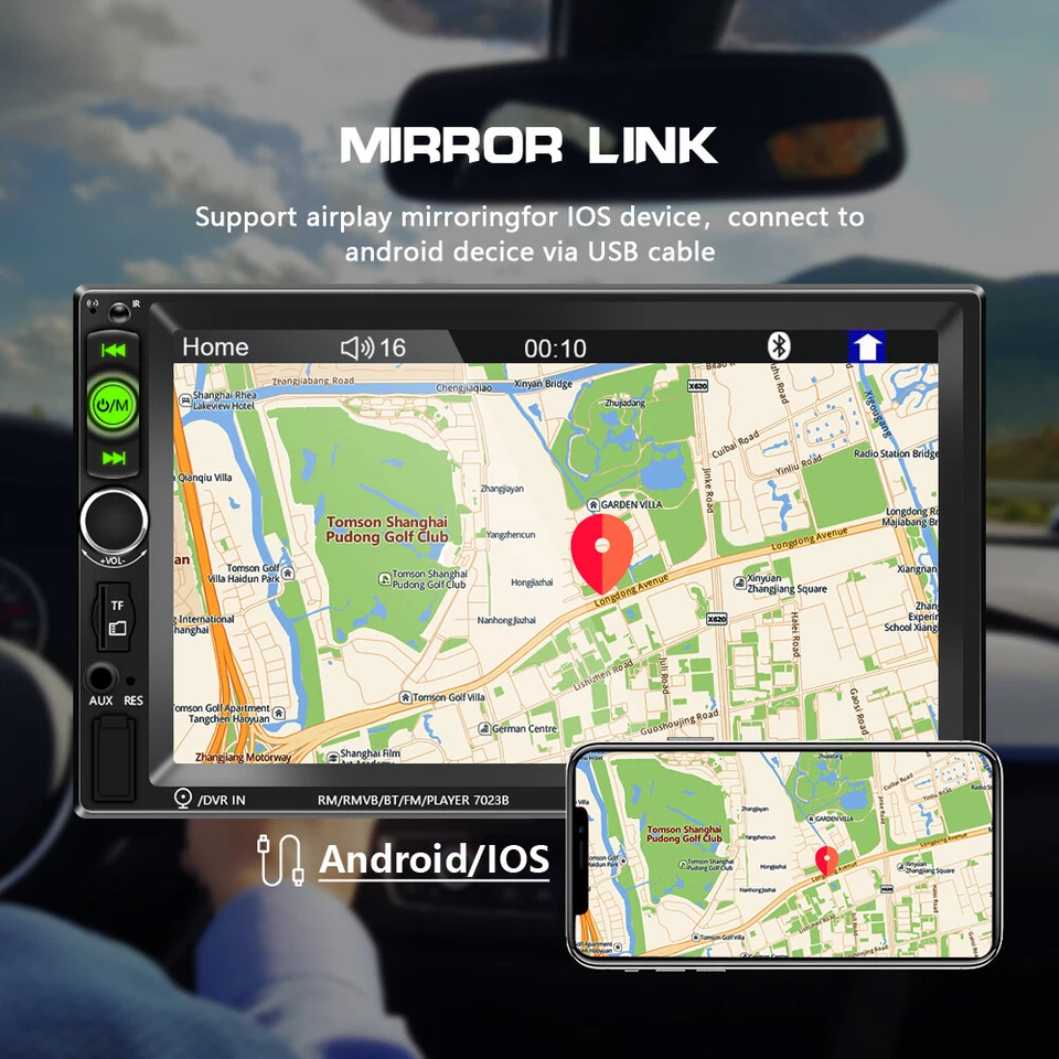 7" Doppel 2 Din Autoradio Stereo Bluetooth FM USB SD AUX MP5 Player Mirror link - Bild 2 von 4