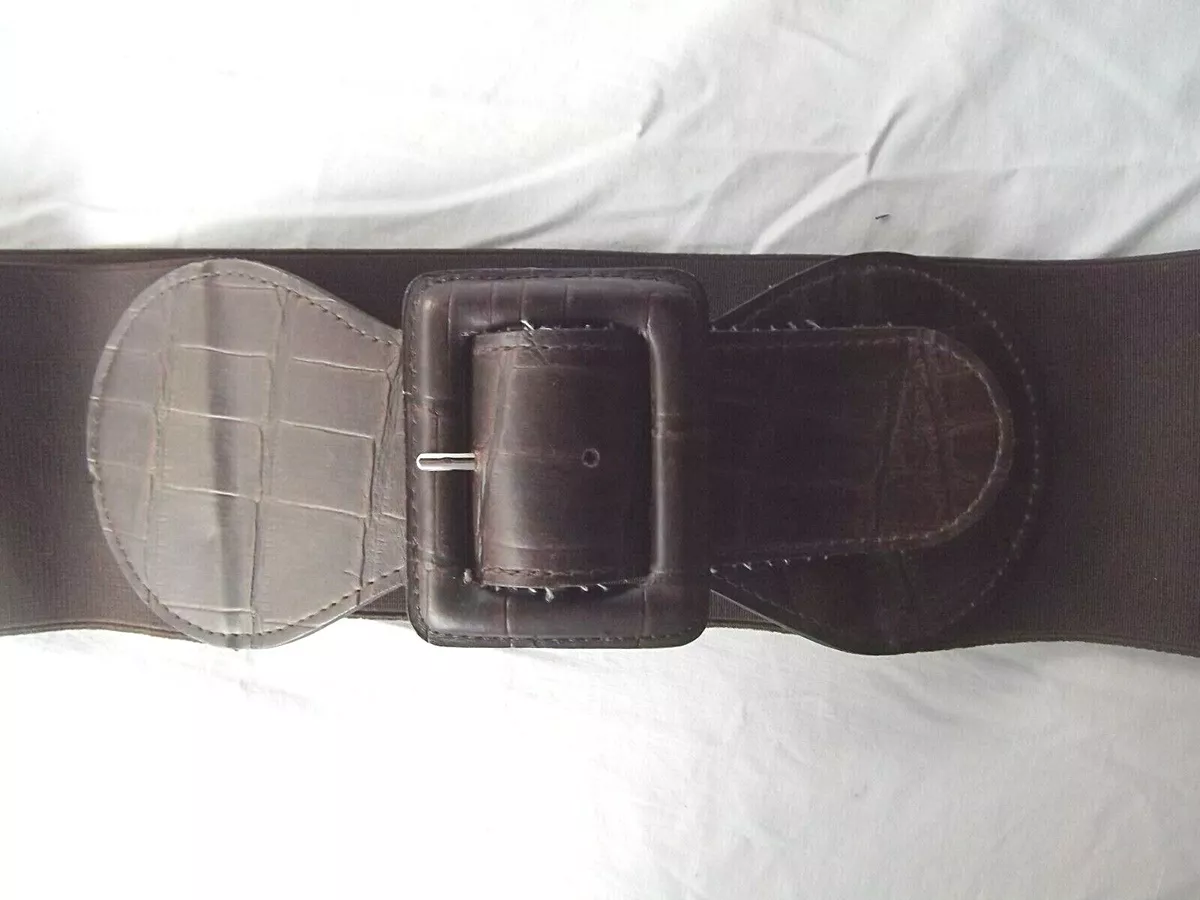 The Limited wide 3.5in elastic cinch belt sz L brown faux croc MINT | eBay
