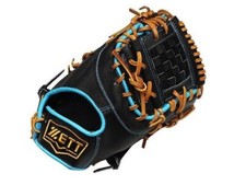 ZETT Pro Model Elite 12.5 inch First Base Mitt - Black/Skyblue
