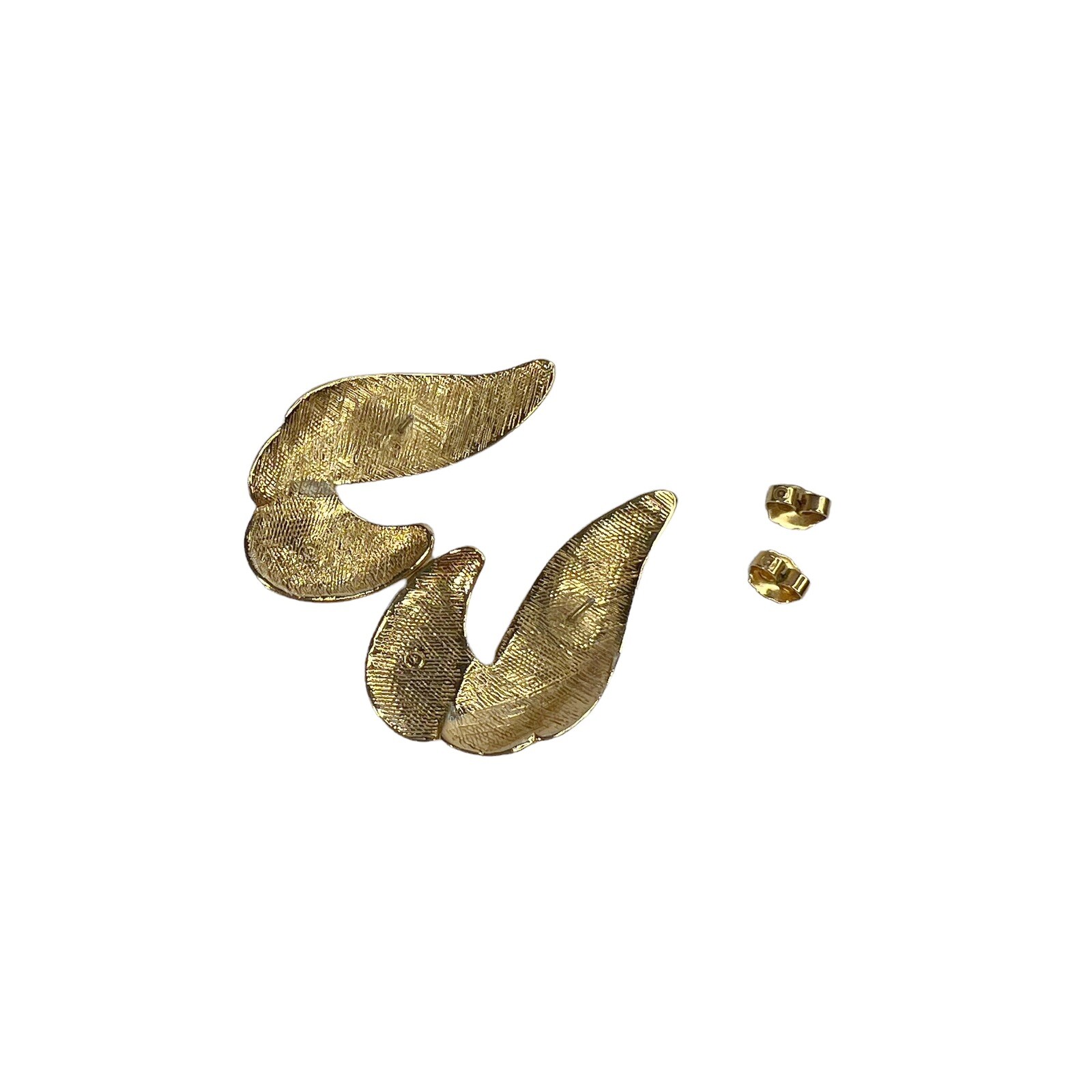 Vtg Avon Gold Tone Swirl Scroll Hatch Woven Textured Pierced Earrings 80s 90s