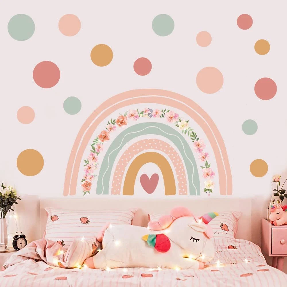 for Bedroom Wall Sticker Rainbow Stickers Boho Dots Decals Rainbow