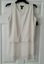 $59 NWT Alfani White Womens Chiffon-Hem Tulip Back Sleeveless Top Size S Small