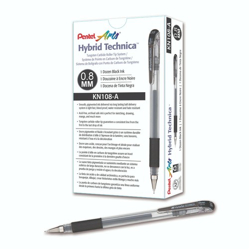 Pentel Arts Hybrid Technica Gelschreiber schwarz (0,8 mm, 0,6 mm, 0,5 mm, 0,4 mm oder 0,3 mm) - Bild 2 von 7