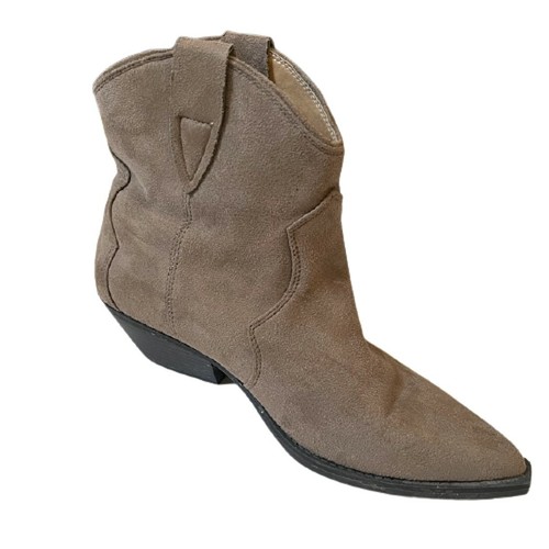 Wild Diva Duke-01 Women's Pointy Toe Cow Girl Western Faux Suede Booties TAUPE - 第 3/7 張圖片