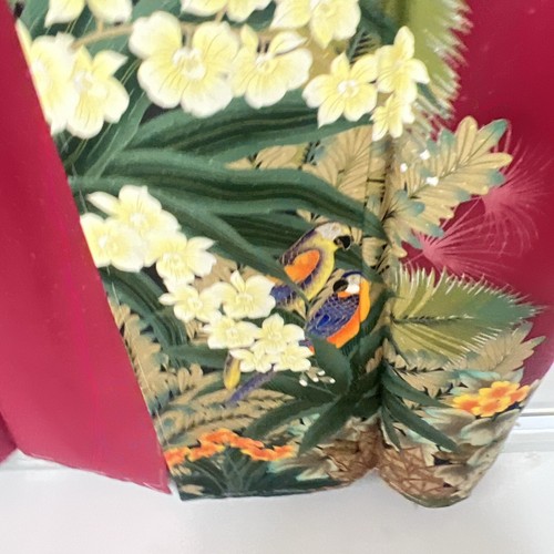 Kimono giapponese Hou Mongi "vestiti da visita" SETA, peonia, piante, bellezza rosa vivo - Foto 21 di 24