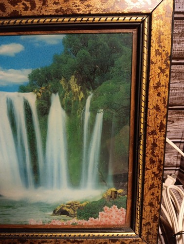 Vintage Motion Effect Waterfall Framed Picture w Light and Bird Sounds Works - Picture 4 of 11