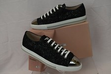 NIB MIU MIU PRADA 5E8998 BLACK GLITTER METAL ...