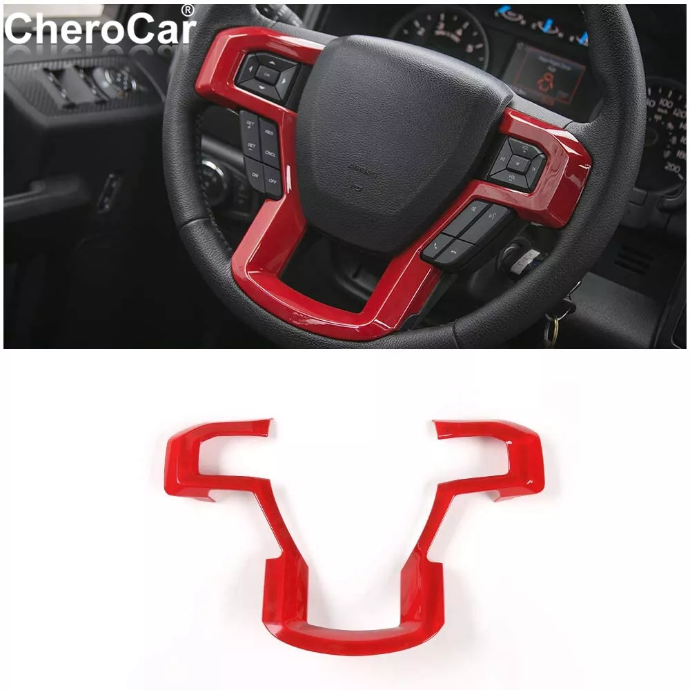 For F 150 ABS Red Steering Wheel Cover Trim for 15 20 Ford F150 17