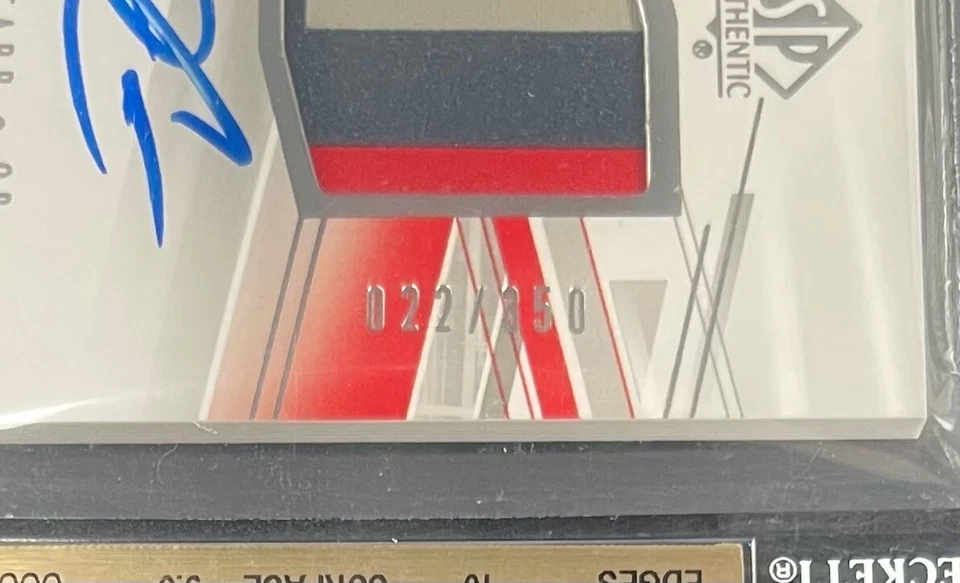 2014 SP Authentic Rookie Autograph Patch #226 Derek Carr 022/350 4 Color BGS 10 - Image 3 of 4