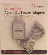 6V 1800mA AC-to-DC Power Adapter ~ RadioShack 273-1763 ~ No Adaptaplug Tip