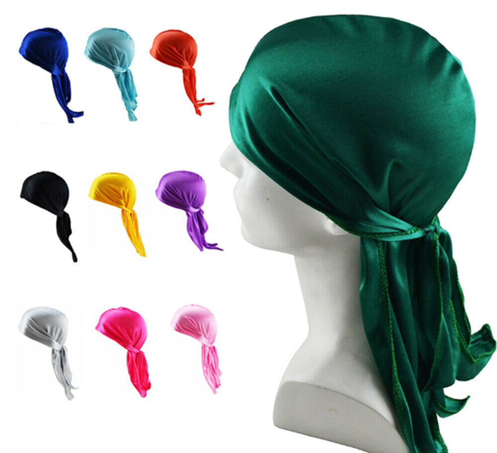 Premium Silky Durag Satin Wave Cap Men's Doo Rag Hat Bonnet Head Wrap US  SELLER