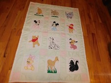 Handmade Applique Baby Quilt Bambi Dalmatian Winnie the Pooh Mickey Dumbo Skunk