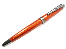 CONKLIN HERRINGBONE FOUNTAIN PEN ORANGE DARK TRIM  FINE NIB NEW/BOX/WARRANTY