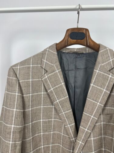 Hugo Boss Men's Light Brown Suede Elbow Patches Pure Linen Blazer Jacket US 48R - Picture 4 of 21