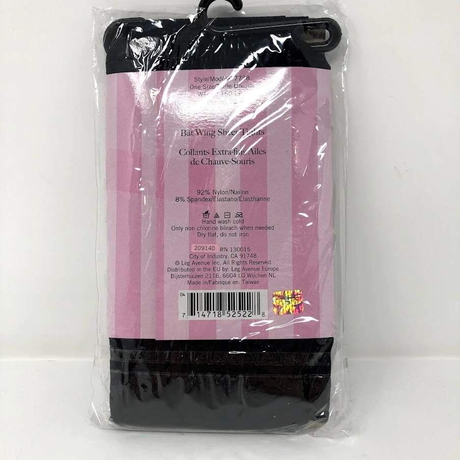 Medias transparentes ala murciélago pierna avenida disfraz negro mujer medias talla única Foto 4 de 4