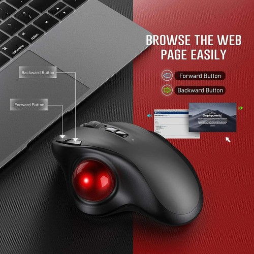Trackball Wireless Mouse Rechargeable Bluetooth 2.4G USB Mouse Ergonomic Mice fo - Picture 6 of 6
