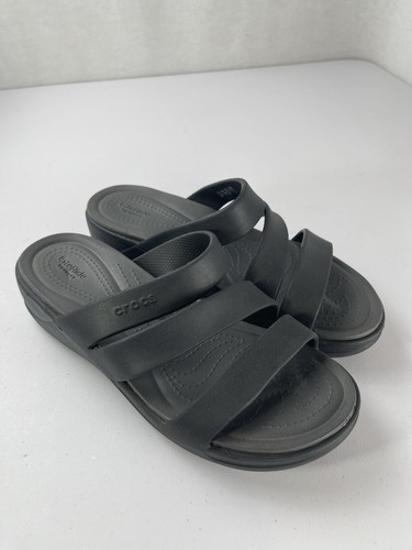 Crocs LiteRide sandali neri con cinturino scarpe da donna comode in schiuma taglia 9