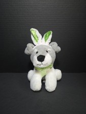 Dan Dee Collectors Choice 9" Gray White Plush Puppy Dog With Bunny Ears