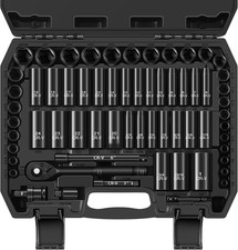 64-Piece 3/8" Drive Socket Set, SAE 5/16"-1"  Metric 6Mm-24Mm , Deep  Shall