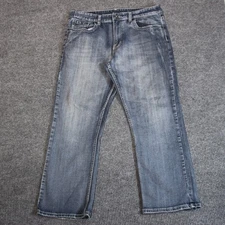 Flypaper Jeans Mens W34 Bootcut Denim Pants Distressed Wash Embellished Pockets