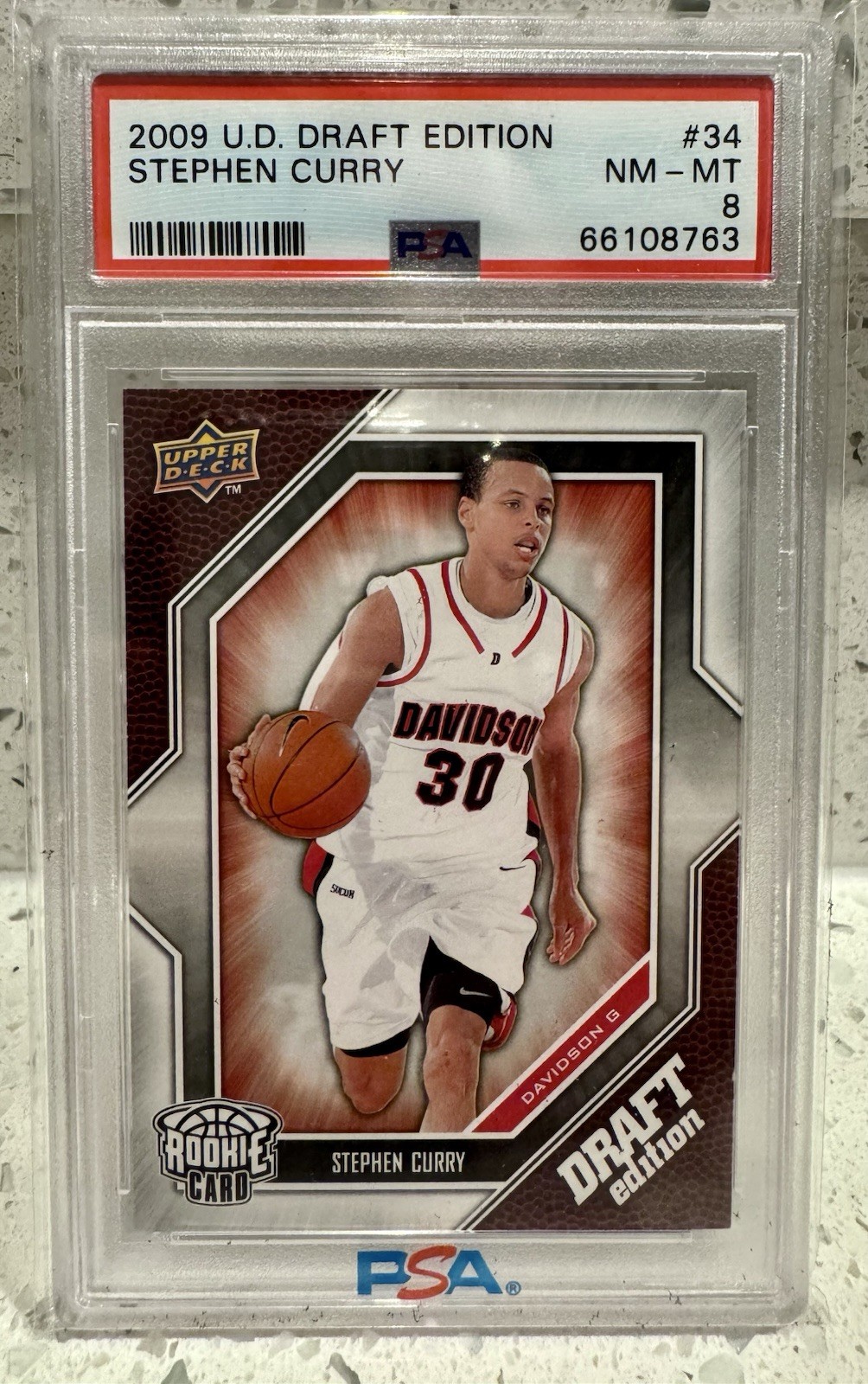 2009 U.D. Draft Edition STEPHEN CURRY #34 PSA 8 NM-MT Warriors ROOKIE view 1